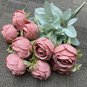 Fleur artificielle 9 têtes rosée Rose décorations intérieures mariage fausse fleur <span class=keywords><strong>pour</strong></span> <span class=keywords><strong>la</strong></span> photographie et <span class=keywords><strong>la</strong></span> décoration Rose Bouquet - Product Image 6