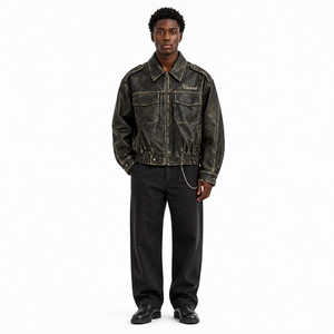 Giacche in <span class=keywords><strong>Pelle</strong></span> Lavata Personalizzate YM, Giacche da Moto in <span class=keywords><strong>Pelle</strong></span> Sintetica di Alta Qualità per <span class=keywords><strong>Uomo</strong></span>, Moda Maschile Antivento - Product Image 1