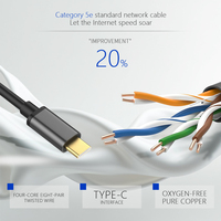 Adaptor Casing aluminium tipe-c ke RJ45 8P8C, untuk adaptor Lan berkecepatan tinggi, kabel koneksi Ethernet Gigabit desain Plug-in