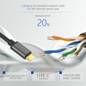 Adaptateur de boîtier en aluminium femelle Type-C vers RJ45 8P8C pour adaptateur <span class=keywords><strong>Lan</strong></span> haute vitesse Design enfichable Câble de connexion Gigabit Ethernet - Product Image 2