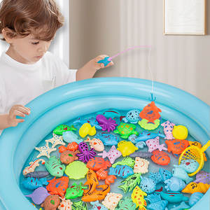 バスタブゲームバスおもちゃセットマグネットポールロッド魚ネット水テーブルフローティングおもちゃ子供用プール釣りセット - Product Image 6