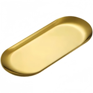 Nordic Stainless Steel Metal Restaurant Tray Eco-Friendly Matte Gold Oval Plate <strong>Dish</strong> for Party Fruit Dessert Service - Product Image 6