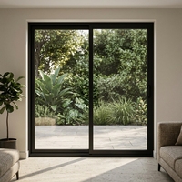 Porte coulissante en aluminium à double vitrage trempé, moderne, pour séparation de terrasse