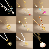 Collier pendentif en perles et coquillages de quartz, chaîne de clavicule étoile à cinq branches, bijou mignon unisexe, cadeau