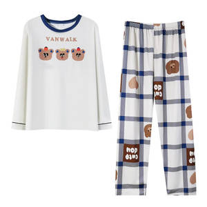 Pijamas de oso de dibujos animados, traje de manga larga para mujer, nuevos pijamas de talla grande para primavera y otoño para mujer, se pueden usar fuera de los conjuntos de ropa de dormir - Product Image 4