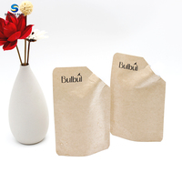 Biodégradable 100% Recyclable Bec Liquide Cosmétique Brun Kraft Papier Écologique Debout Bec Poche Sac