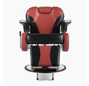 Chaise de barbier noire et rouge pour salon de beauté, chaise de salon de haute qualité, mobilier de coiffure pas cher avec grande pompe - Product Image 3
