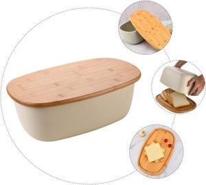 Boîte à pain domestique <span class=keywords><strong>de</strong></span> grande capacité, en matériau durable <span class=keywords><strong>de</strong></span> haute qualité, avec une forte stabilité, design surélevé avec couvercle en bambou - Product Image 5