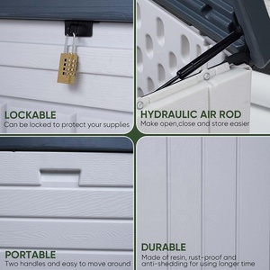 158 gallon hộp lưu trữ ngoài trời, có thể khóa HDPE lưu trữ <span class=keywords><strong>container</strong></span> với nắp, hạt gỗ bề mặt boong hộp - Product Image 4