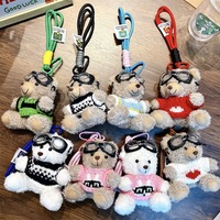 Porte-clés en peluche mignon avec lunettes, jouet pilote, ours, panda, pour machine à griffes