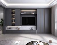 Mueble de TV Moderno de Estilo Europeo Clásico de Lujo para Sala de Estar, Diseño Exterior Exquisito, Mueble de TV de Madera