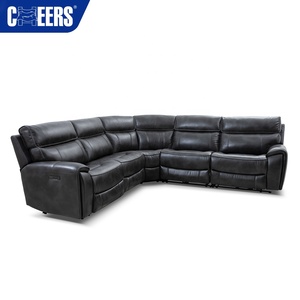 Canapé d'angle électrique <span class=keywords><strong>MANWAH</strong></span> en similicuir vegan noir moderne avec structure métallique pour salon, fauteuil inclinable surdimensionné - Product Image 6