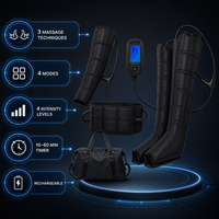Alat Pijat Kaki Kompresi Udara Seluruh Tubuh dengan Baterai Isi Ulang 4 Mode 4 Intensitas dan Timer 10-60 Menit Warna Hitam
