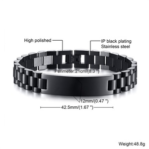 Bracelets de luxe personnalisés gravés, en acier inoxydable 316L plaqué or, style bracelet de montre - Product Image 3