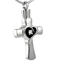 Cristal corazón Cruz ceniza recuerdo cremación ataúd conmemorativo Acero inoxidable celta Cruz corazón urna COLLAR COLGANTE titular medallón