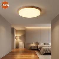 Plafonnier moderne de haute qualité décoratif Dimmable couleur changeante luminaires ronds en bois à l'intérieur du plafond du salon