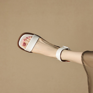 Dropshipping High <b>Heel</b> Platform Wedge Heeled Sandals for Ladies Plus Size <b>Red</b> Square Chunky Slipper Shoes - Product Image 3