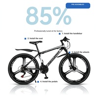 Vélo de montagne 26 pouces, 21 vitesses, cadre en acier à haute teneur en carbone, frein à disque mécanique pour adulte