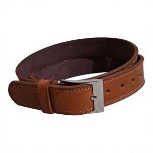Cinturón de Cuero Vacuno Genuino BS INTERNATIONAL para Hombre, Estilo Vintage, Color Marrón Sólido, Ecológico, Impermeable, Resistente, con Hebilla de Acero, 3.8 cm - Product Image 2