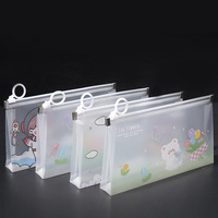 Étui à crayons mignon B6 pour étudiants, avec anneau de traction, étanche, scellé, sac de rangement givré, outil de papeterie pour les cours de soutien scolaire, en plastique