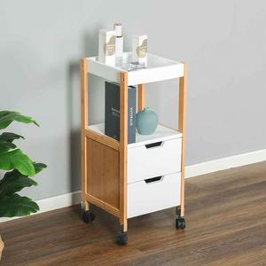 Multipurpose White Four-Tier European Style Wooden Drawer Trolley Tea Prams Rolling Bathroom Towel Organizer <b>Storage</b> Cart - Product Image 4