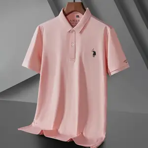 여름 영어 POLO 셔츠 남성용 반팔 옷깃 자수 폴 티셔츠 느슨한 얇은 반 소매 폴로 셔츠 남성용