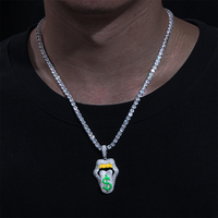 Collier pendentif Dollar Iced Out en argent sterling 925 avec diamant Moissanite VVS, bijoux hip-hop qui brillent dans le noir, pour le dropshipping