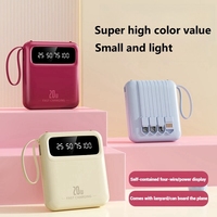 Power Bank HP Laris Manis 4 Kabel Tipe-C Lampu LED Mini Portabel Pengisian Cepat Baterai Li-Polymer 10000mAh