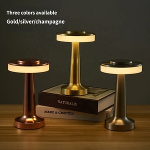 Metal Cordless Table <b>Lamp</b> USB Rechargeable Touch Dimming LED Night Light Portable Bar Restaurant Coffee Shop Decor Desk <b>Lamp</b> - Product Image 2