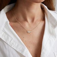 Collier chaîne en bambou tendance en acier inoxydable plaqué or 14K avec zircon imitation, style Instagram, luxe léger pour femme