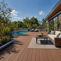 Planche de terrasse composite creuse WPC brun rougeâtre, revêtement de sol extérieur en bois-plastique, imperméable