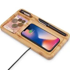Creative Bamboo Wooden Wireless Charger Personalized Wireless Mobile Charging Pad with Phone Holder