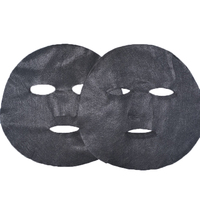 Feuille de masque facial noir Feuille de masque facial sec en tissu non tissé dégradable en fibre végétale rose