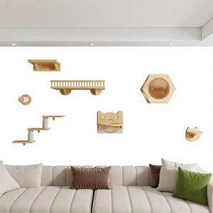 บ้านแมวติดผนังทรงหกเหลี่ยมสุดหรู ทำจากไม้เนื้อแข็ง สำหรับแมวในบ้าน - Product Image 5