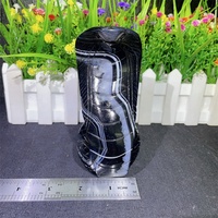 Serpientes de cristal curativo natural talladas a mano serpiente de ágata de rayas negras tallada para Decoración