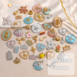 YIMEIL&Fashion Colgante de Acero Inoxidable con Baño de Oro 18K/Plata y Esmalte, Diseño de Estrella de Mar, Concha y Corona, Accesorios de Joyería DIY - Product Image 1