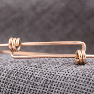 Minimalist Titanium Steel Bangle Rose Gold And Gold <b>Adjustable</b> Unisex Fashion Jewelry Gift <b>Bracelet</b> For Women And Men - Product Image 2