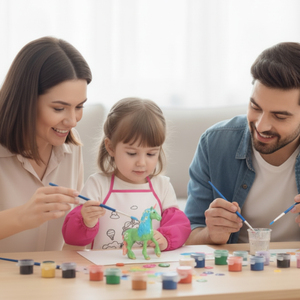 Set di Pittura Artistica Unicorno WAYEE |   12 modelli di unicorni in diverse dimensioni, grembiule colorabile e 12 colori di vernice acrilica in plastica - Product Image 2