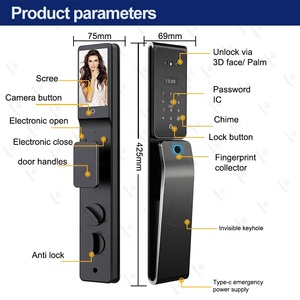 Khóa cửa vân tay thông minh không cần chìa khóa tích hợp camera Wifi, ứng dụng Tuya, thẻ từ, khóa cửa kỹ thuật số, video intercom, chống nước, sản xuất tại Israel - Product Image 6