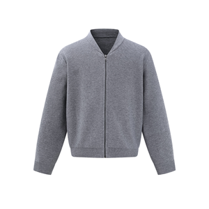 Cárdigan de punto acrílico liso con cuello alto y cremallera completa, holgado, para otoño, venta al por mayor - Product Image 1