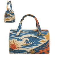 Sac à main brodé personnalisé avec imprimé vague hawaïenne et motif floral Hibiscus des Fidji pour le shopping, les voyages et le quotidien