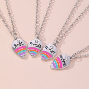 สร้อยคอจี้สายรุ้งน่ารัก4ชิ้น/เซ็ตสำหรับเด็กผู้หญิงตลอดไปและเพื่อนรักสร้อยคอเครื่องประดับของขวัญมิตรภาพ - Product Image 5