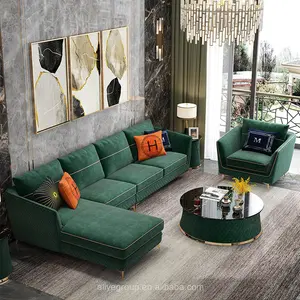 Nhà hiện đại L hình góc sofa đặt phòng khách da vải ghế sofa đồ nội thất sang trọng