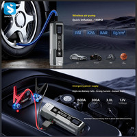 Aspirateur de voiture multifonctionnel 5 en 1, gonfleur de pneus, démarreur de secours, outil d'urgence portable avec lumière de travail LED