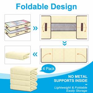 Paquete de 4 Cajas de Almacenamiento Debajo de la Cama para Ropa, Mantas, Ropa de Invierno y Zapatos - Contenedores de Almacenamiento Debajo de la Cama con Asas - Product Image 6