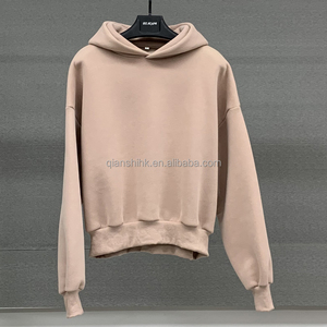เสื้อมีฮู้ดเสื้อครอปแบบมีฮู้ดสำหรับทั้งชายและหญิงผ้าฟลีซเทอร์รี่ลายกราฟิกโอเวอร์ไซส์ไม่มีลาย420 GSM - Product Image 4