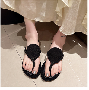 Sandalias Planas de Verano para Mujer, con Pedrería, Parte Superior de Lona, Suela de Goma, Estilo Slip-On, Marca de Diseñador Estadounidense, Más Vendidas - Product Image 2