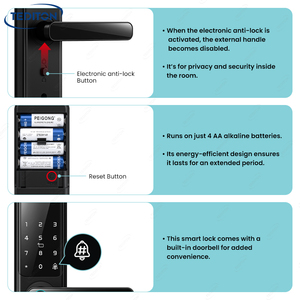 <span class=keywords><strong>Serrure</strong></span> intelligente Tuya compatible Alexa, <span class=keywords><strong>serrure</strong></span> électronique pour locaux locatifs avec autorisation à distance, <span class=keywords><strong>serrure</strong></span> de porte intelligente à empreinte digitale - Product Image 3