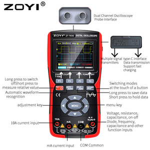 Osciloscopio de Señal Dual ZOYI ZT-702S/703S 3 en 1 de 8 Bits, 50MHz de Ancho de Banda, 280MS/s de Velocidad y Almacenamiento de Datos en PC - Product Image 3