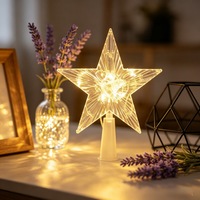 Adorno de Estrella para Árbol de Navidad, con Luces LED Cálidas, Funciona con Pilas, Estrella Iluminada para la Punta del Árbol, Decoración Navideña para Interiores del Hogar
